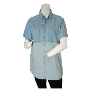 Women Blue Short Sleeve Shirt